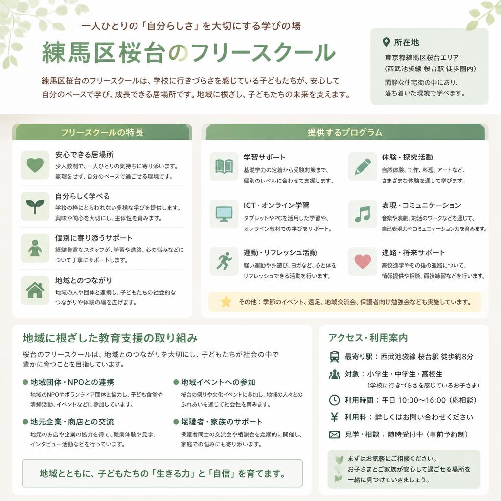 練馬区・桜台のフリースクールの特長